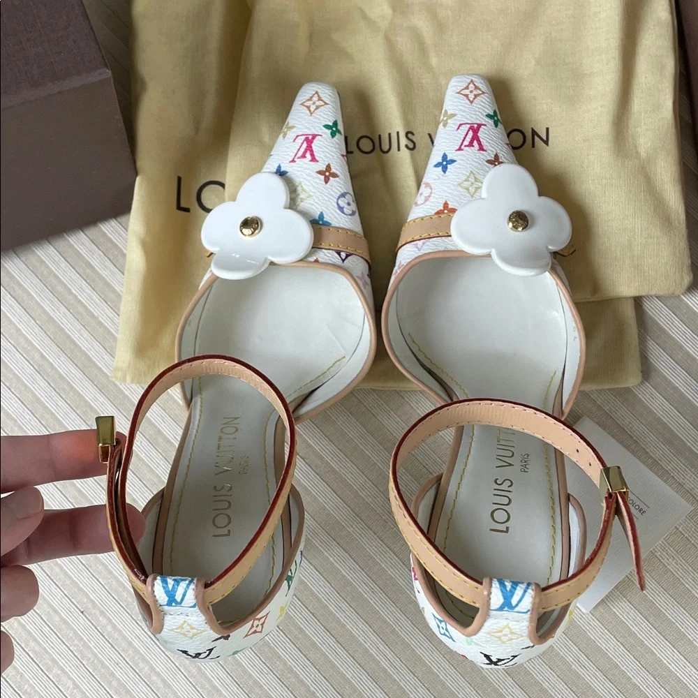 Louis Vuitton Murakami multicolor LV monogram Fleur print heels